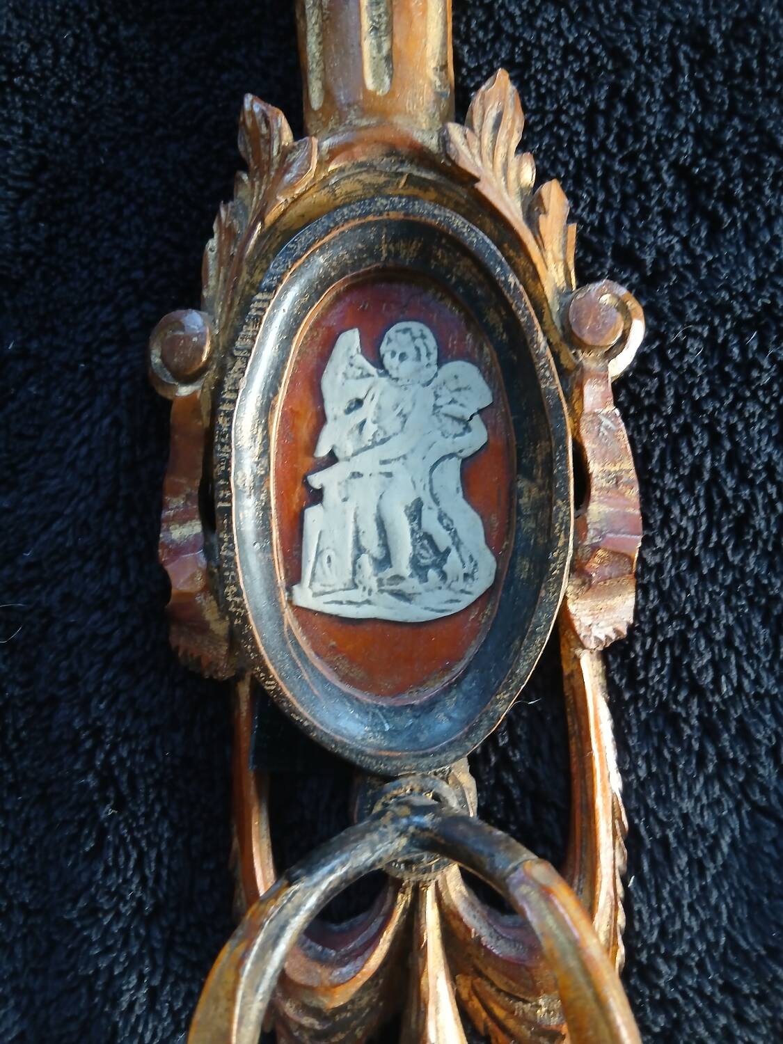 Antique Italian Firenze medallion wooden wall lights