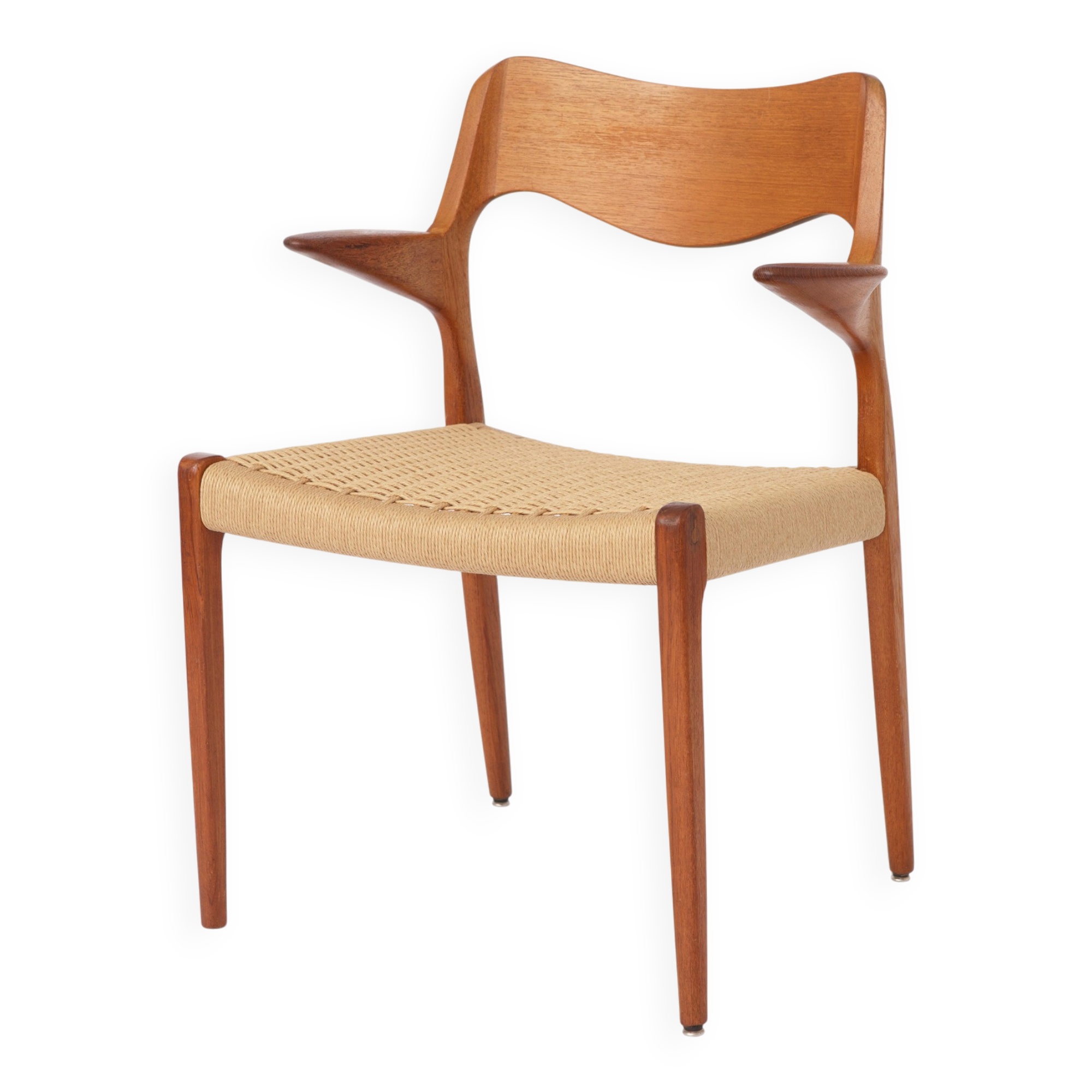 Fauteuil Niels O Moller Modèle 55, chaise longue en teck danois, milieu du siècle.