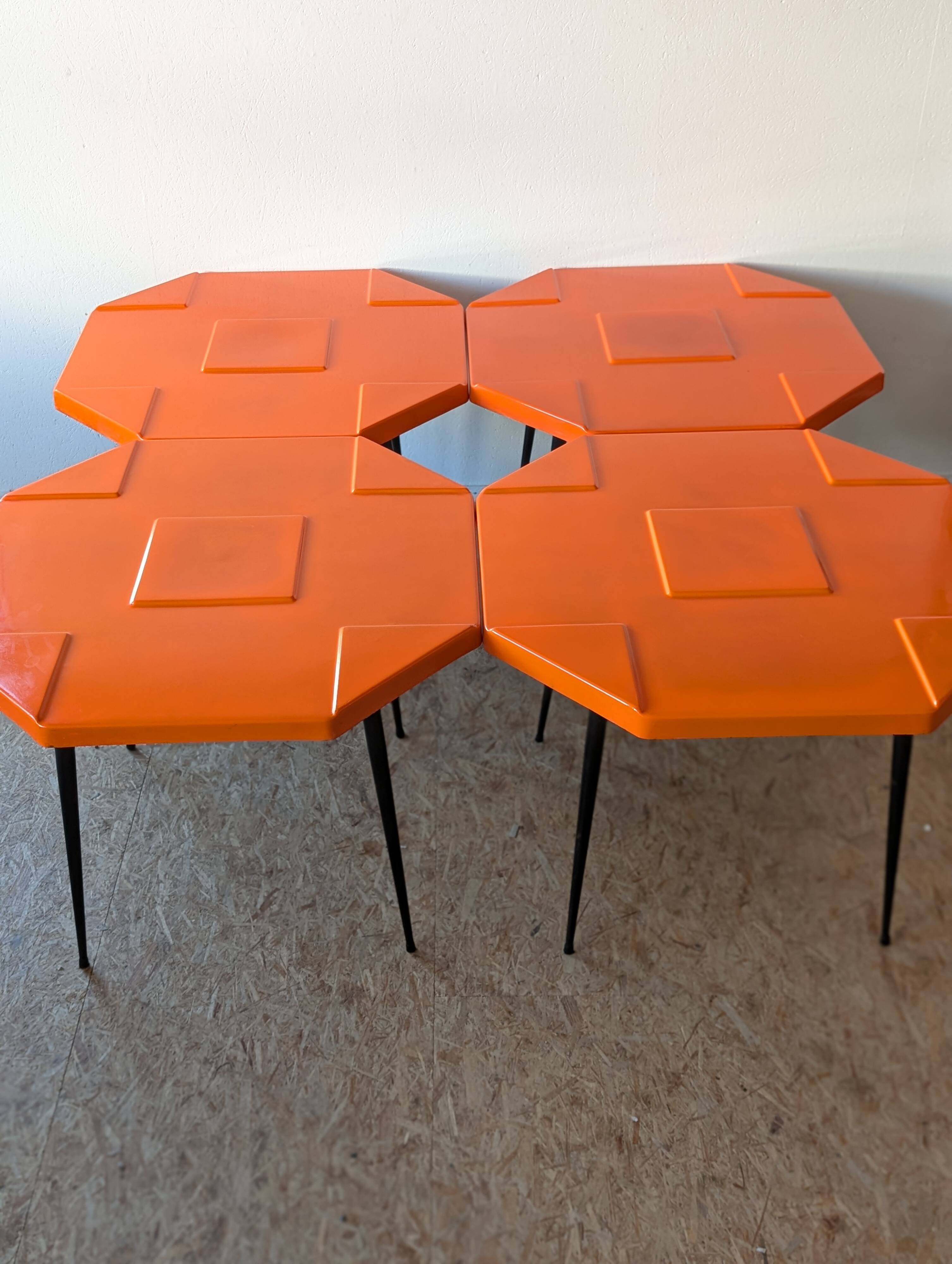 Orange fiberglass table from the 70s space age