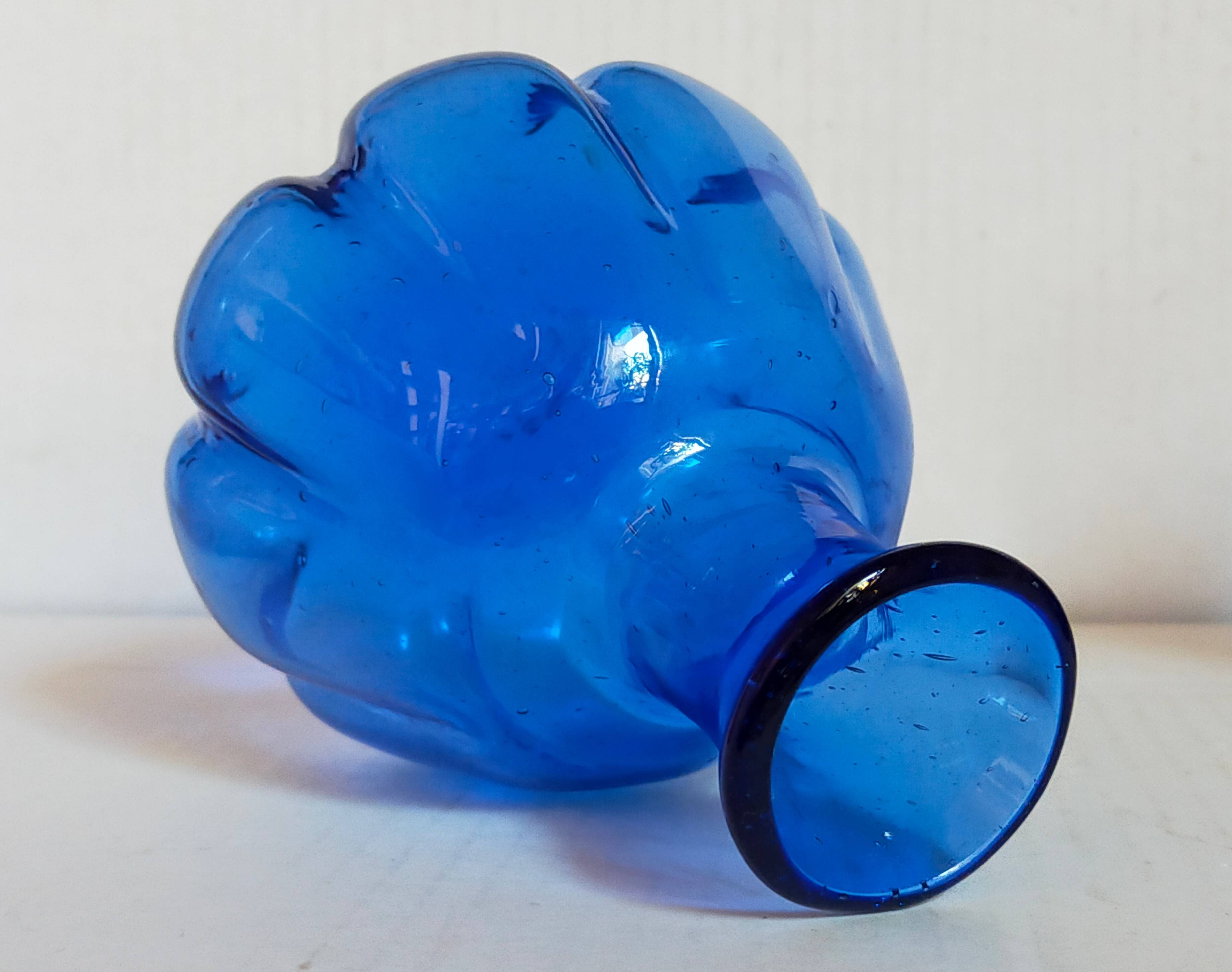 Trio of vintage blown glass soliflore vases