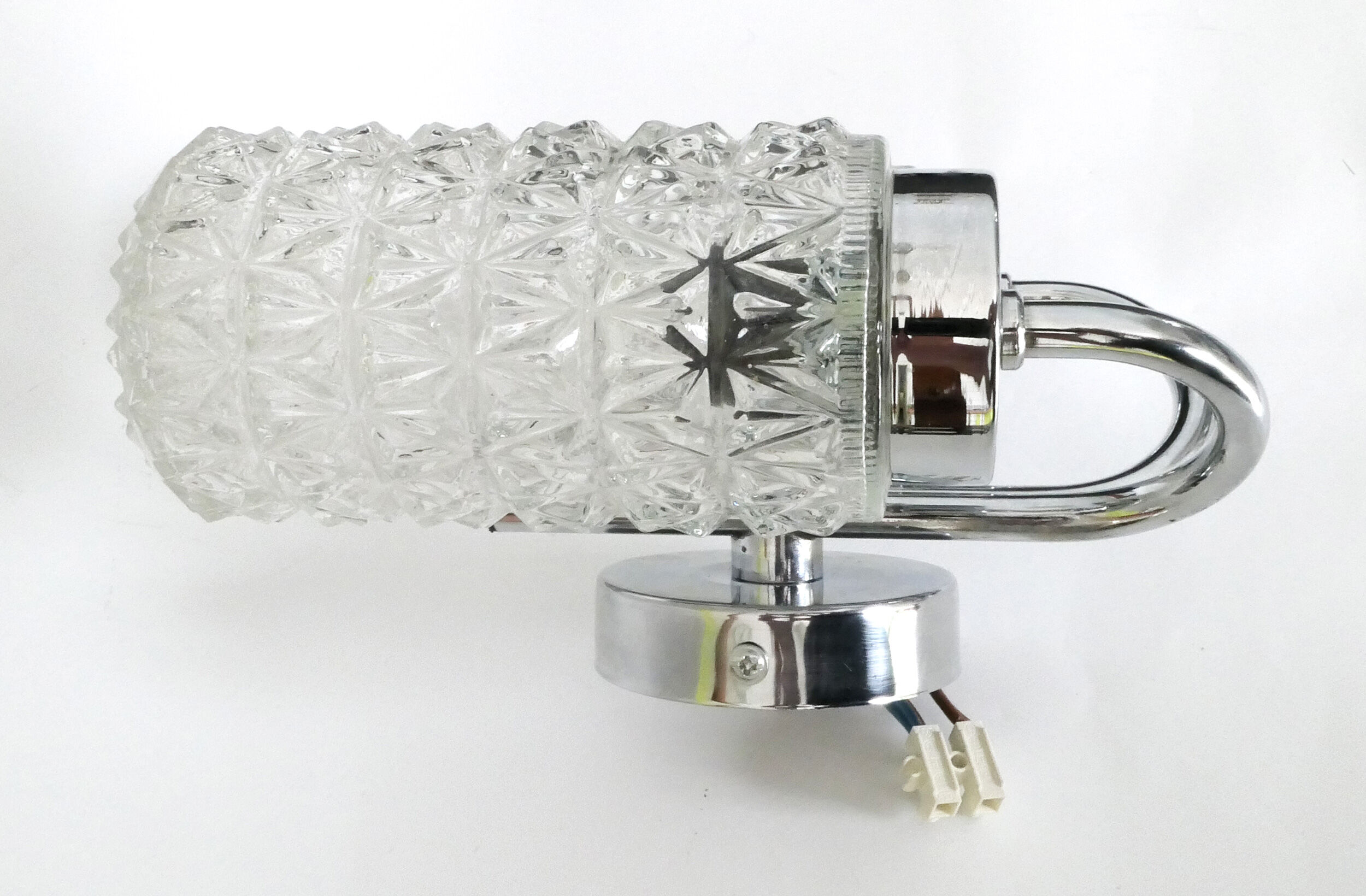 Double wall lamp 1970's chrome and glass