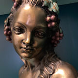 Sculpture, bust of a young woman / bacchante - 45 cm - Bronze
