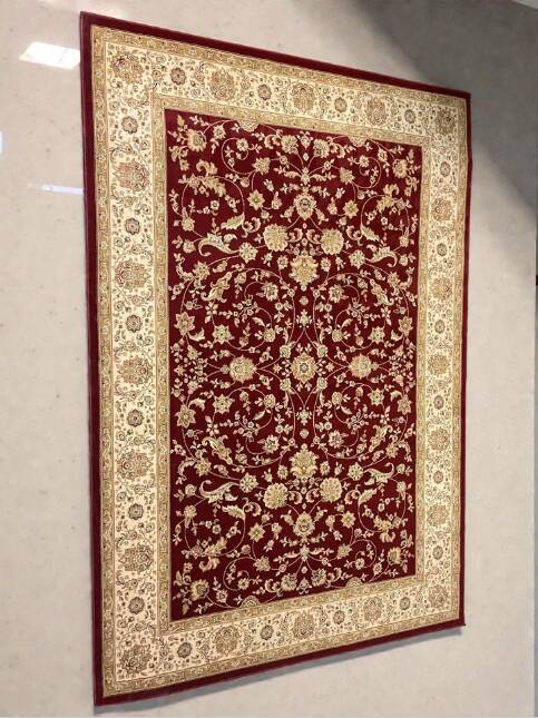 Classic Oriental Carpet Bordeaux & Gold Beige – Élégana red floral pattern