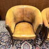 Set of Classic English Sheep Leather Chairs