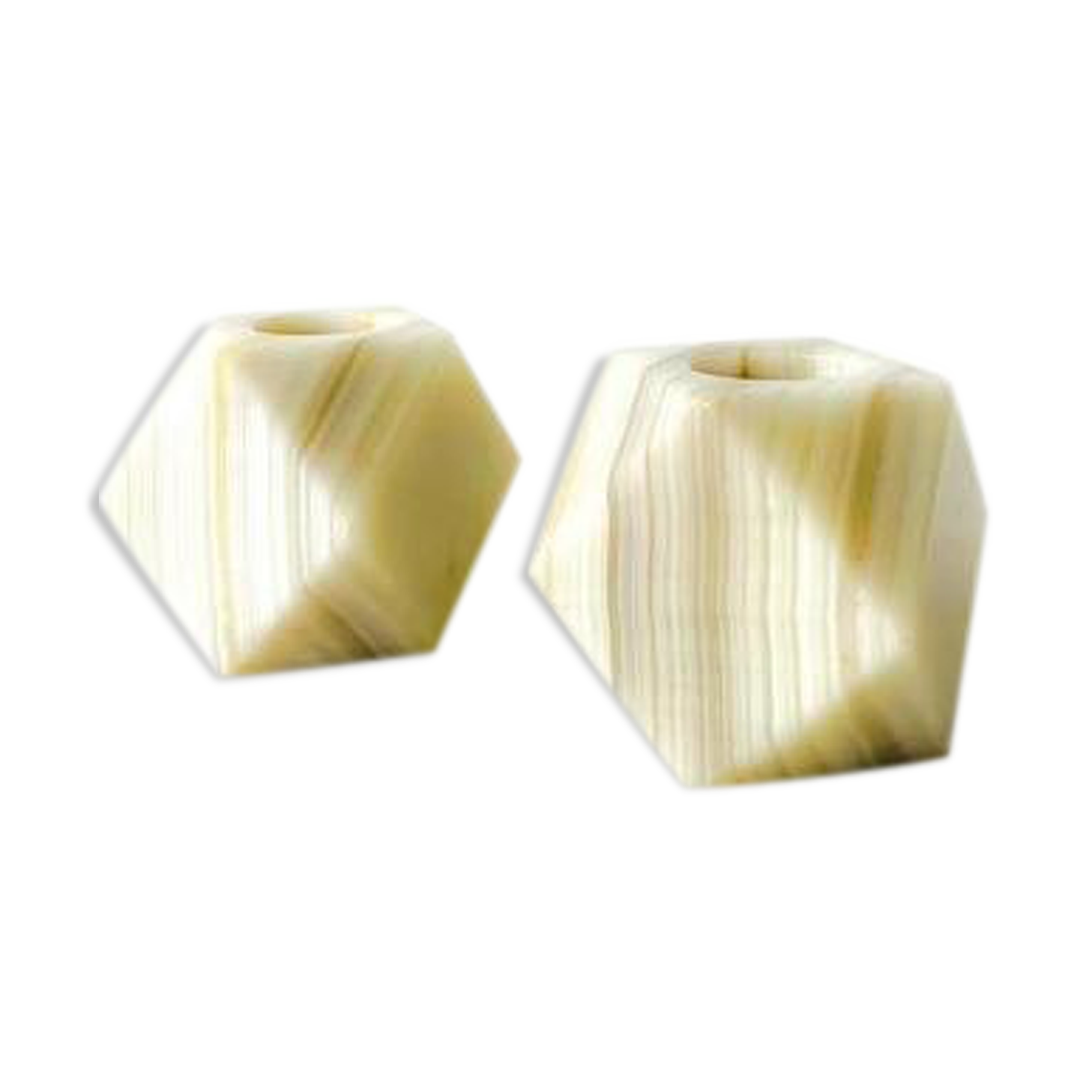 Pair of candlesticks in polished onyx