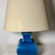 Vintage ceramic lamp Molin Charolles glazed turquoise blue - French 1970s