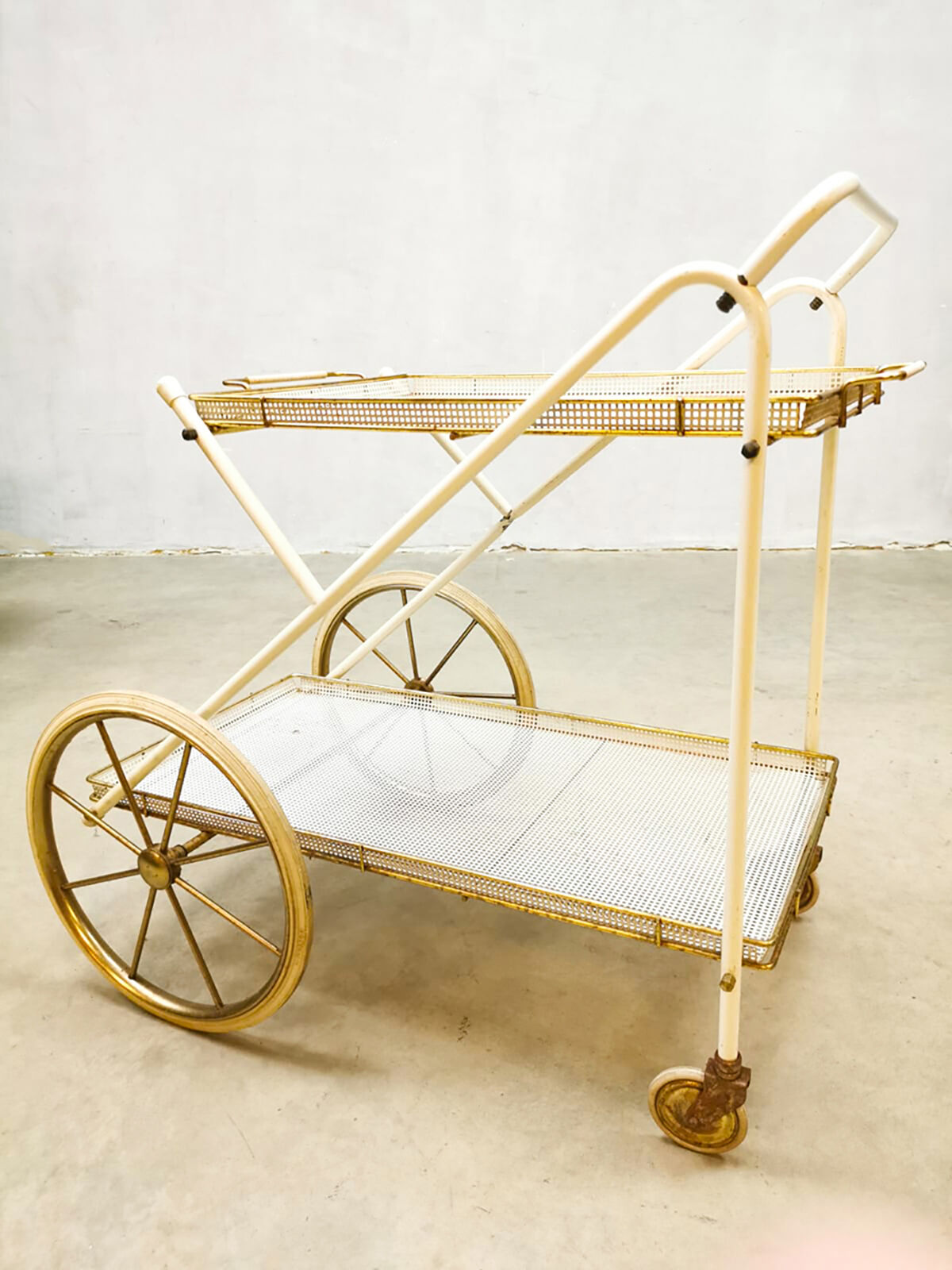 Midcentury vintage brass & steel trolley 'italian chique'