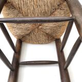 Chaise bois paillée brutaliste