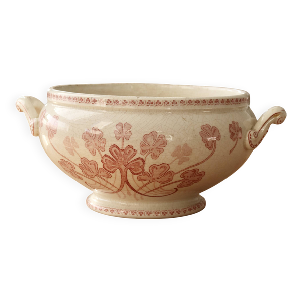 Soupière antique terre de fer rouge modèle Lucien Lunéville