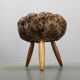 Mid-century Czech upholstered stool, beech wood, 1950s