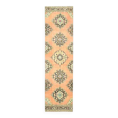 Tapis couloir turc Oushak fait main en laine et coton des années 1970, orange, 98x378.