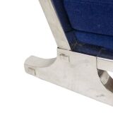 Pair of armchairs and pouf in chrome steel. 1970s, Valérian Rybar.