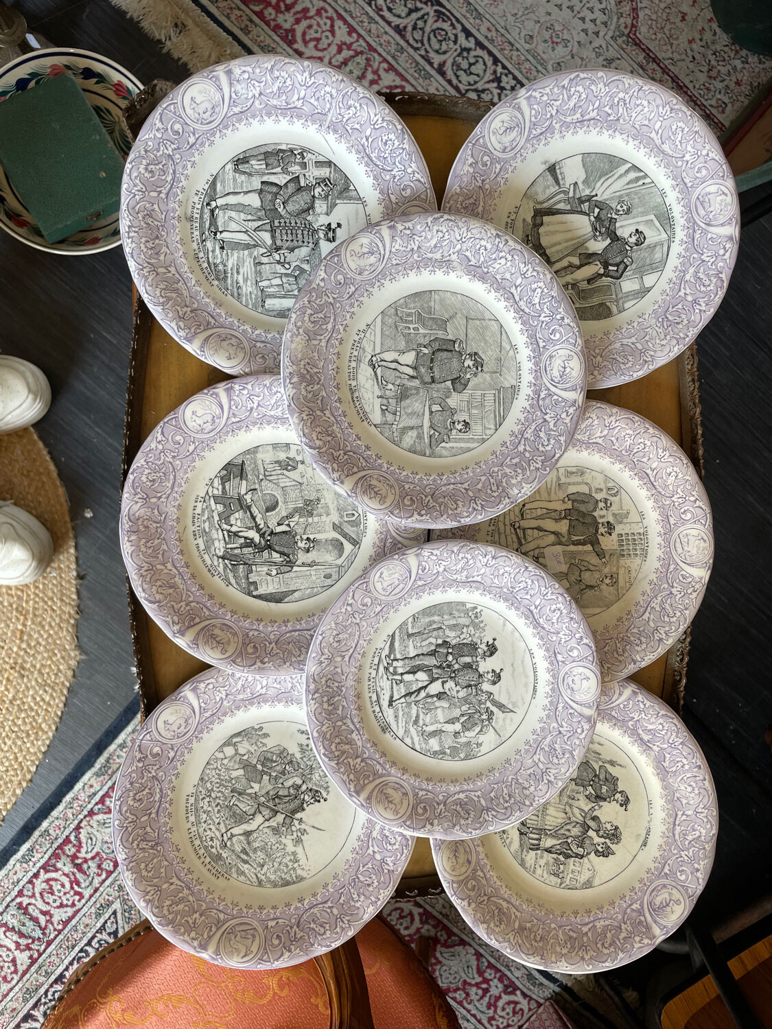 Set 8 Dessert plates Les Volontaires Faïence de Luneville