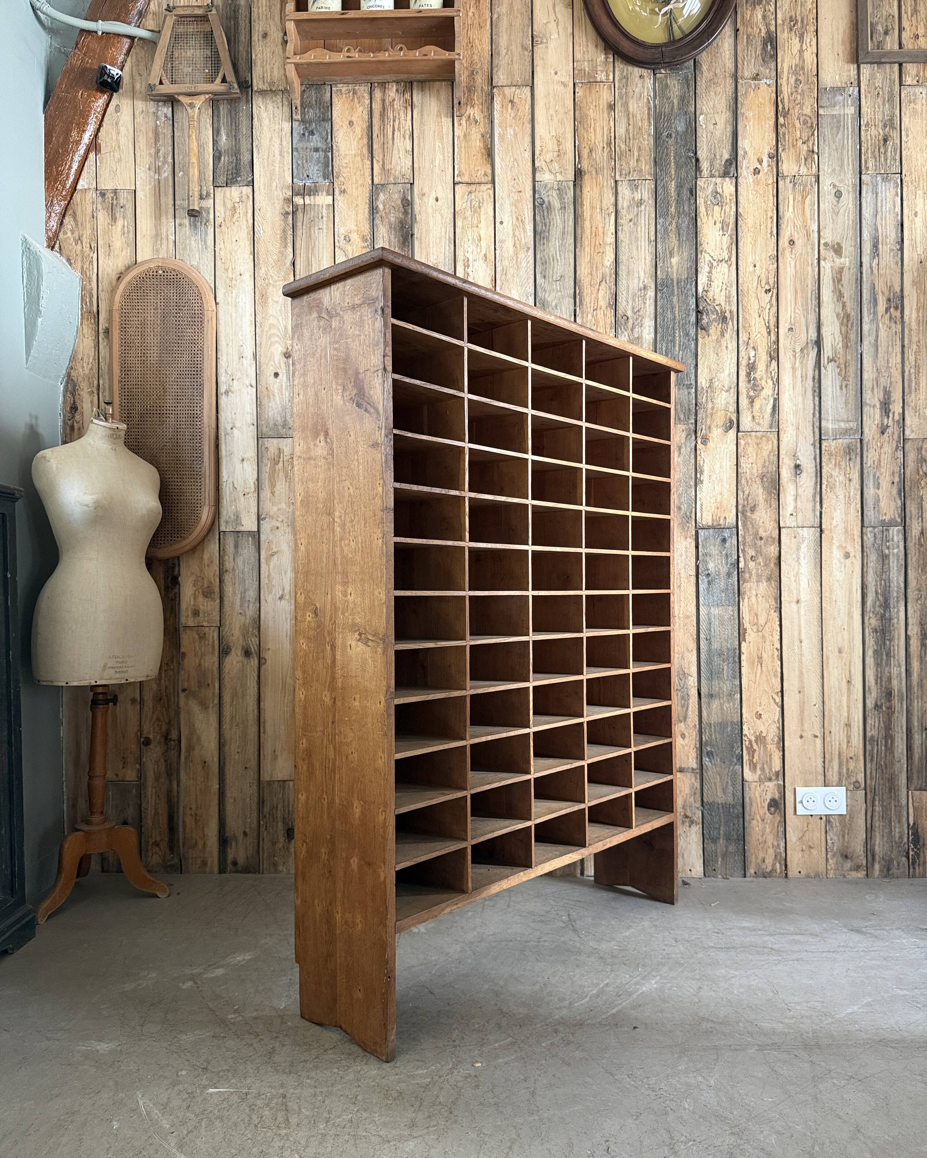 Large workshop sorting cabinet made of solid oak