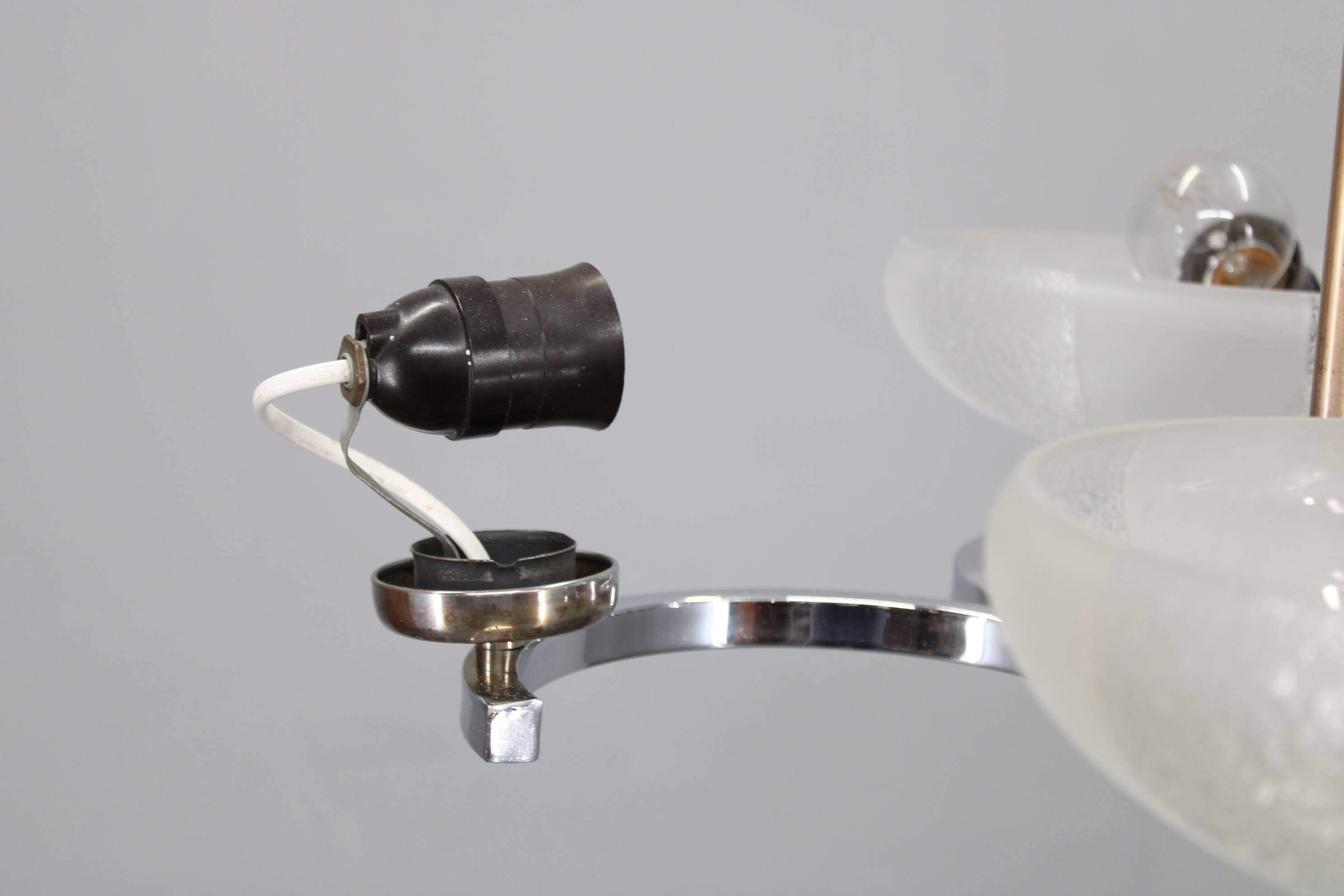 1950s Chrome and Glass Chandelier by Napako, Czechoslovakia