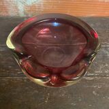Vintage murano sommerso pink glass ashtray made in italy