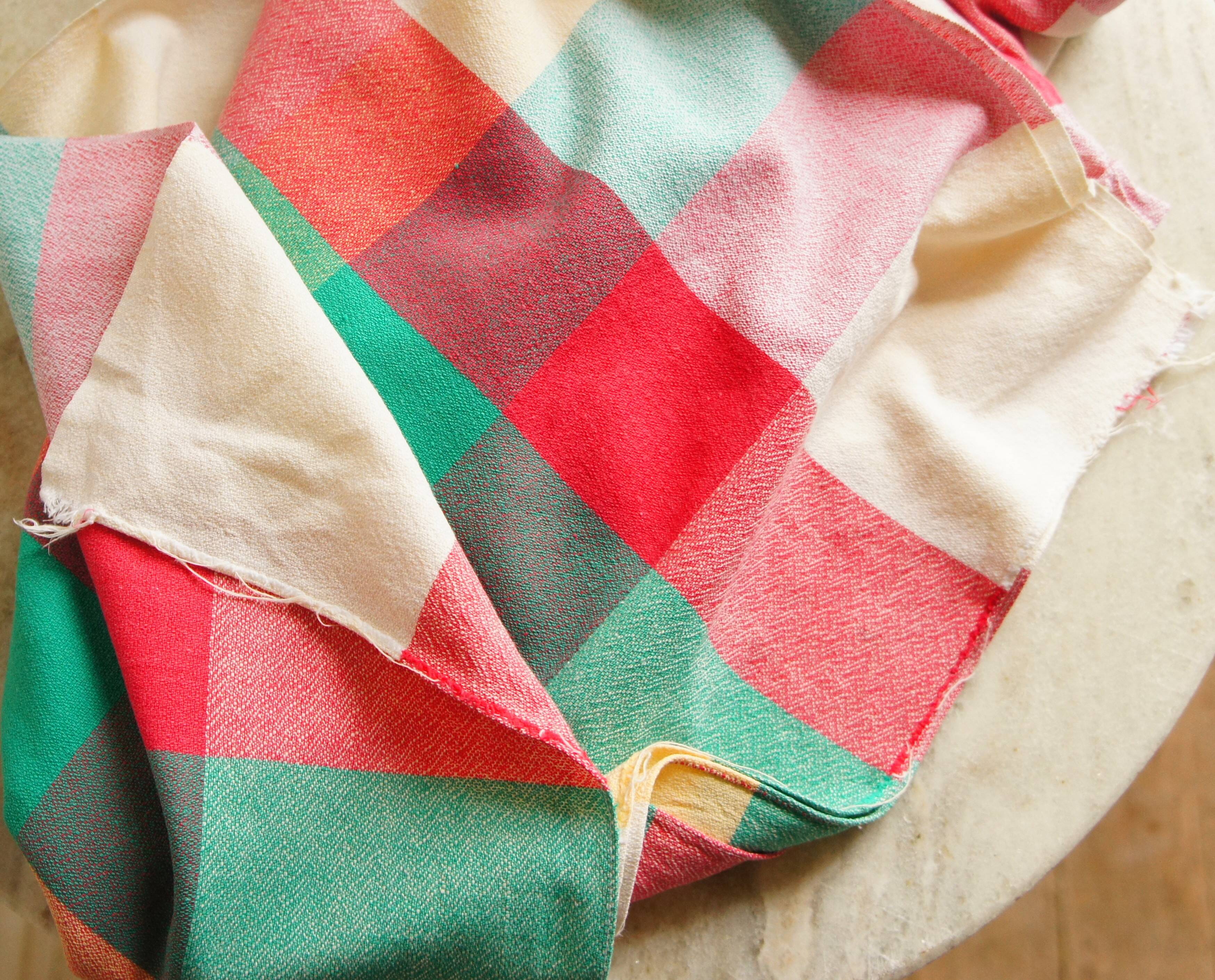 Vintage cotton checkered tablecloth