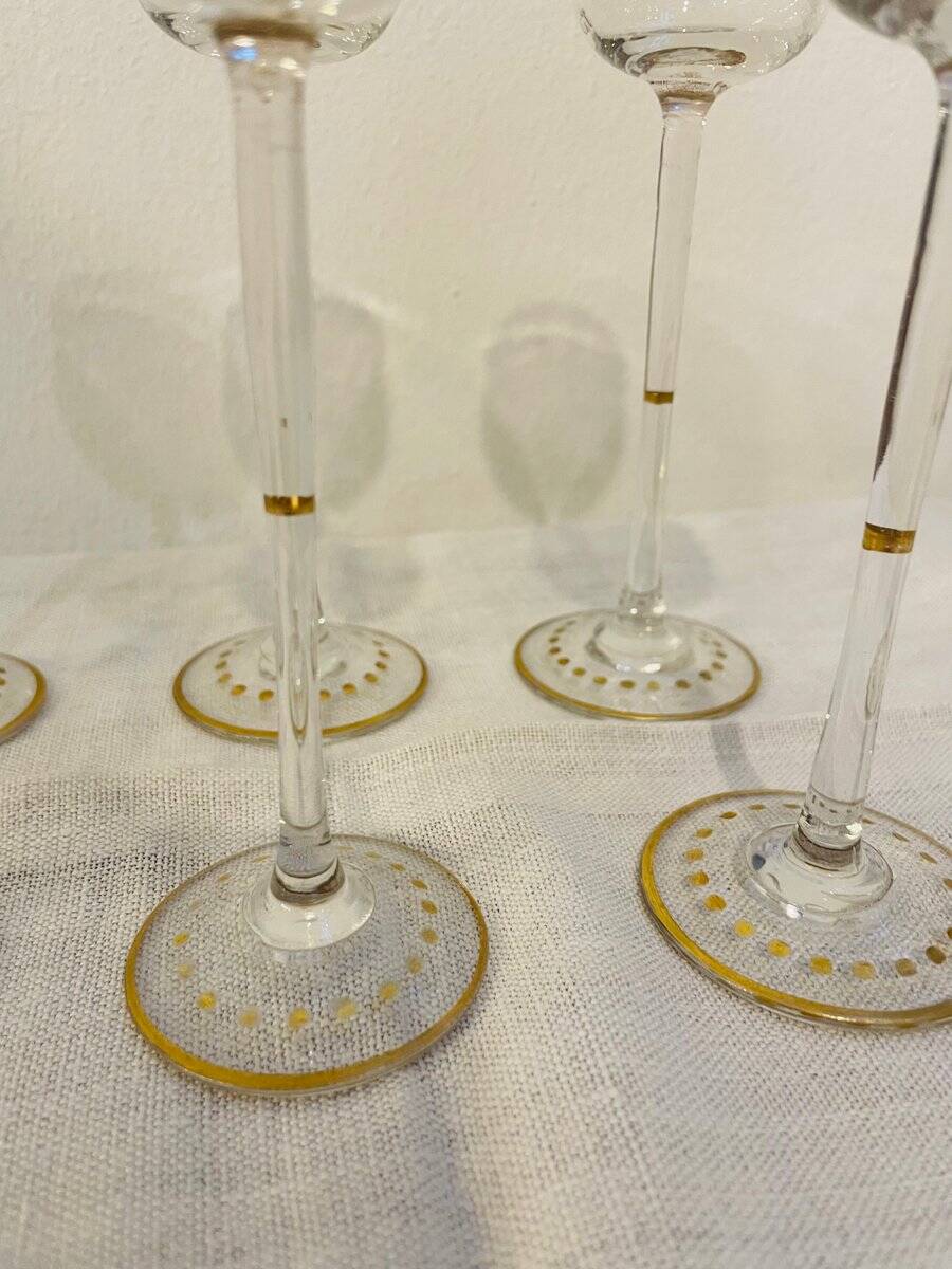 Antique Art Nouveau liqueur glasses by Theresienthal, 1900s, set of 6