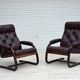 1970s, Scandinavian armchair, brown furniture leather, bent wood.