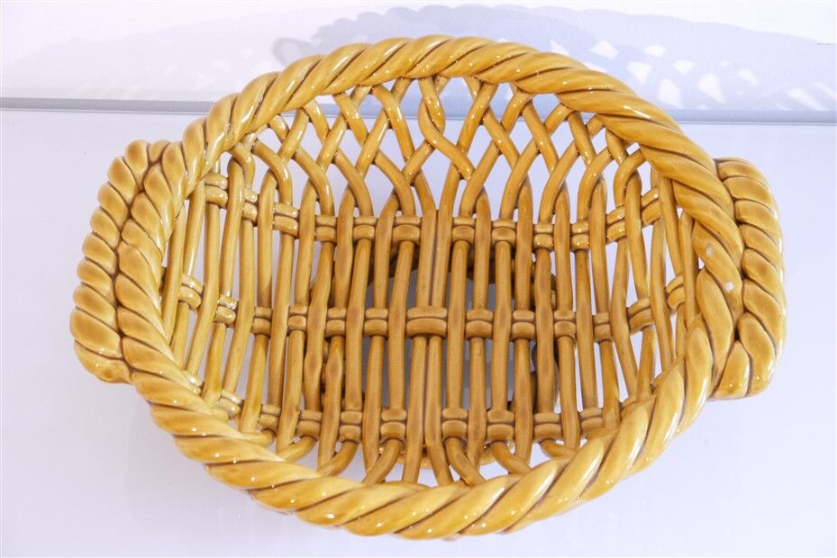 Brawoven ceramic basket from Vallauris