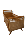 Cot oak and rattan with foot compass