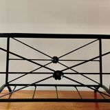 Vintage magazine rack and harness in wood and wrought iron
