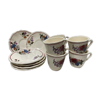 Set of 6 cups and sub-cups