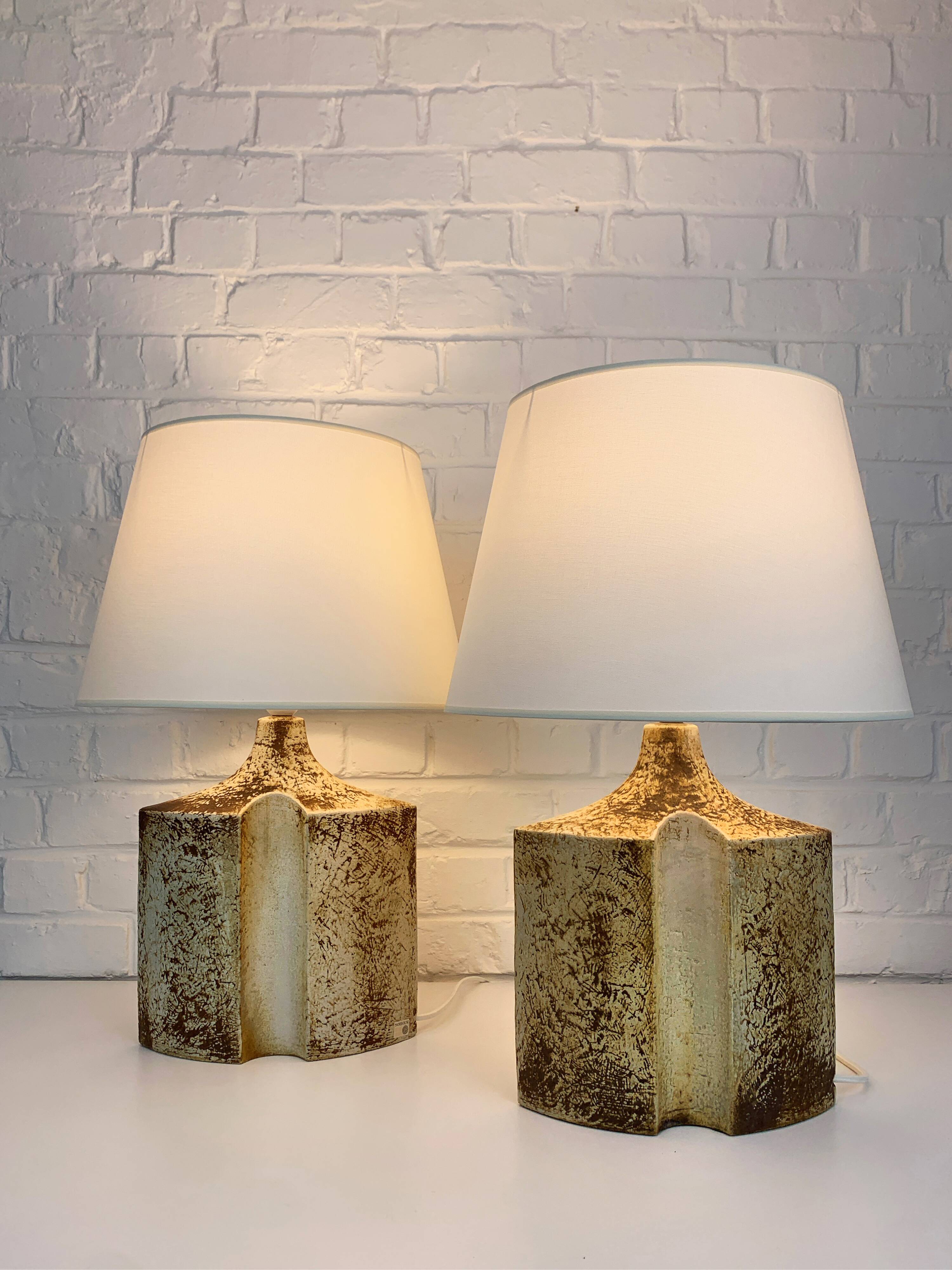 Pair of Haico Nitzsche ceramic table lamps for Soholm, Denmark