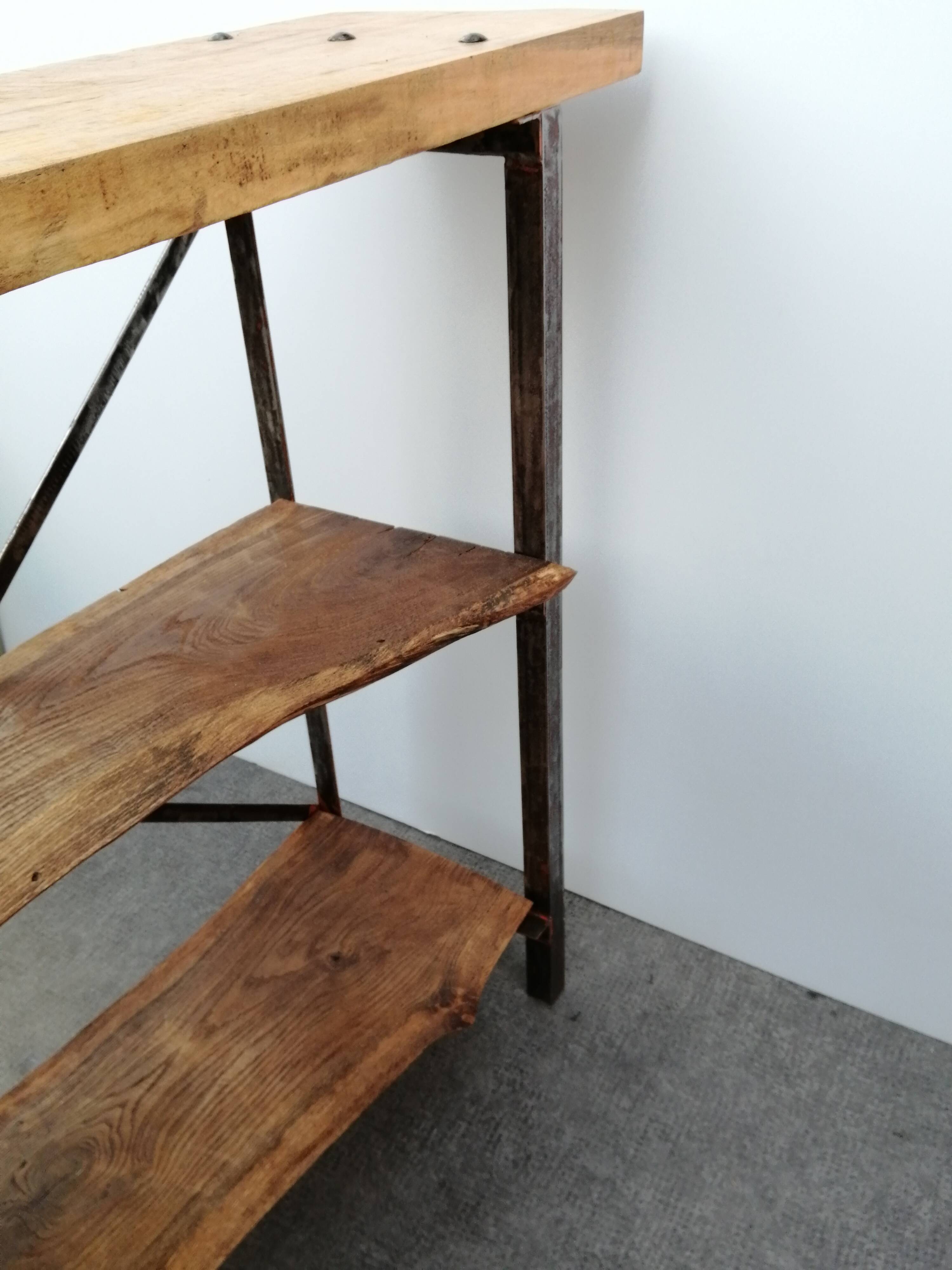 1940s workbench redone in metal and oak board