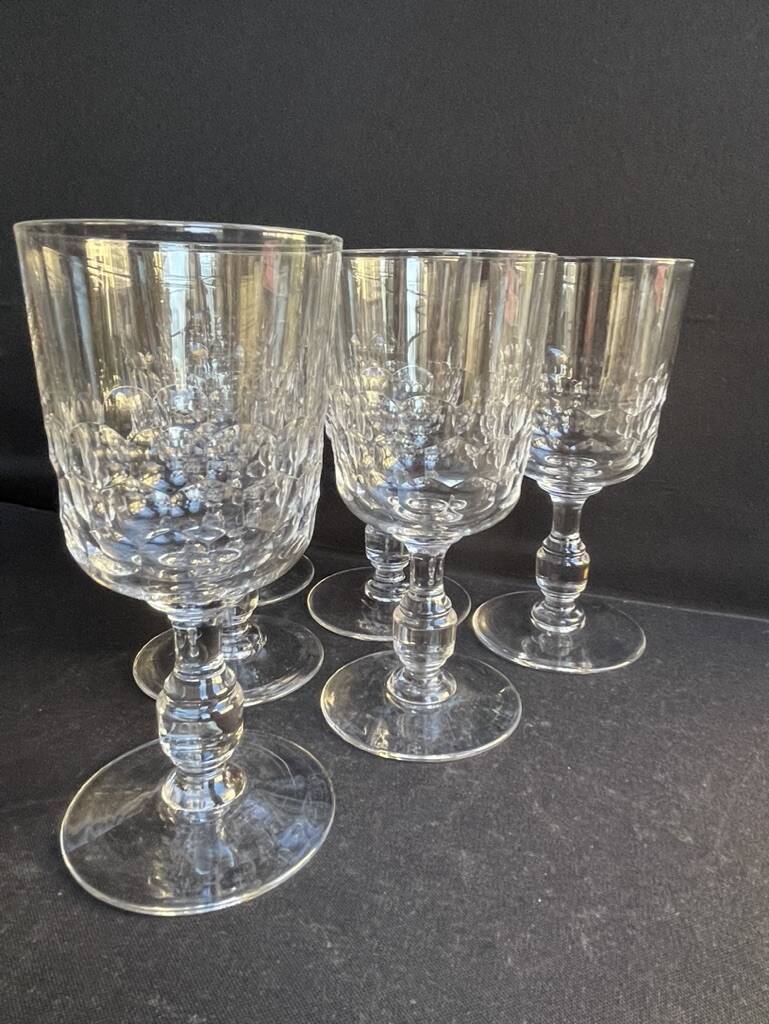 6 Blown and cut crystal water glasses – Art Nouveau