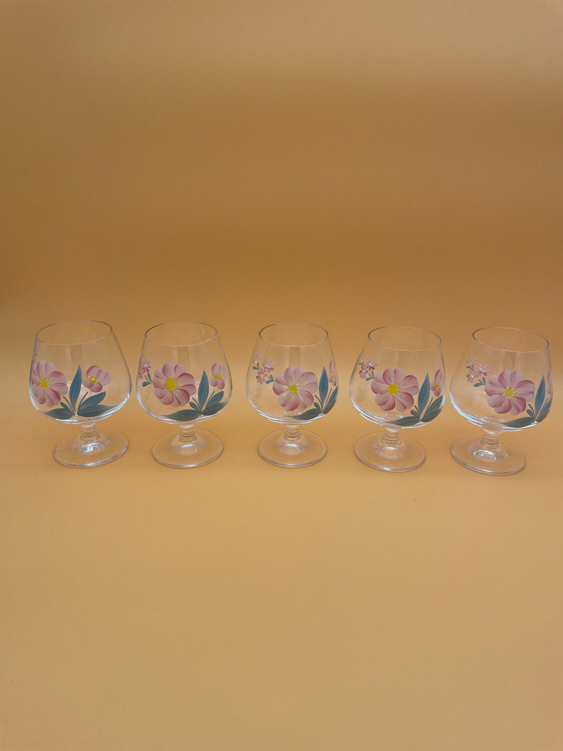Hand-painted crystal flower balloon foot glasses