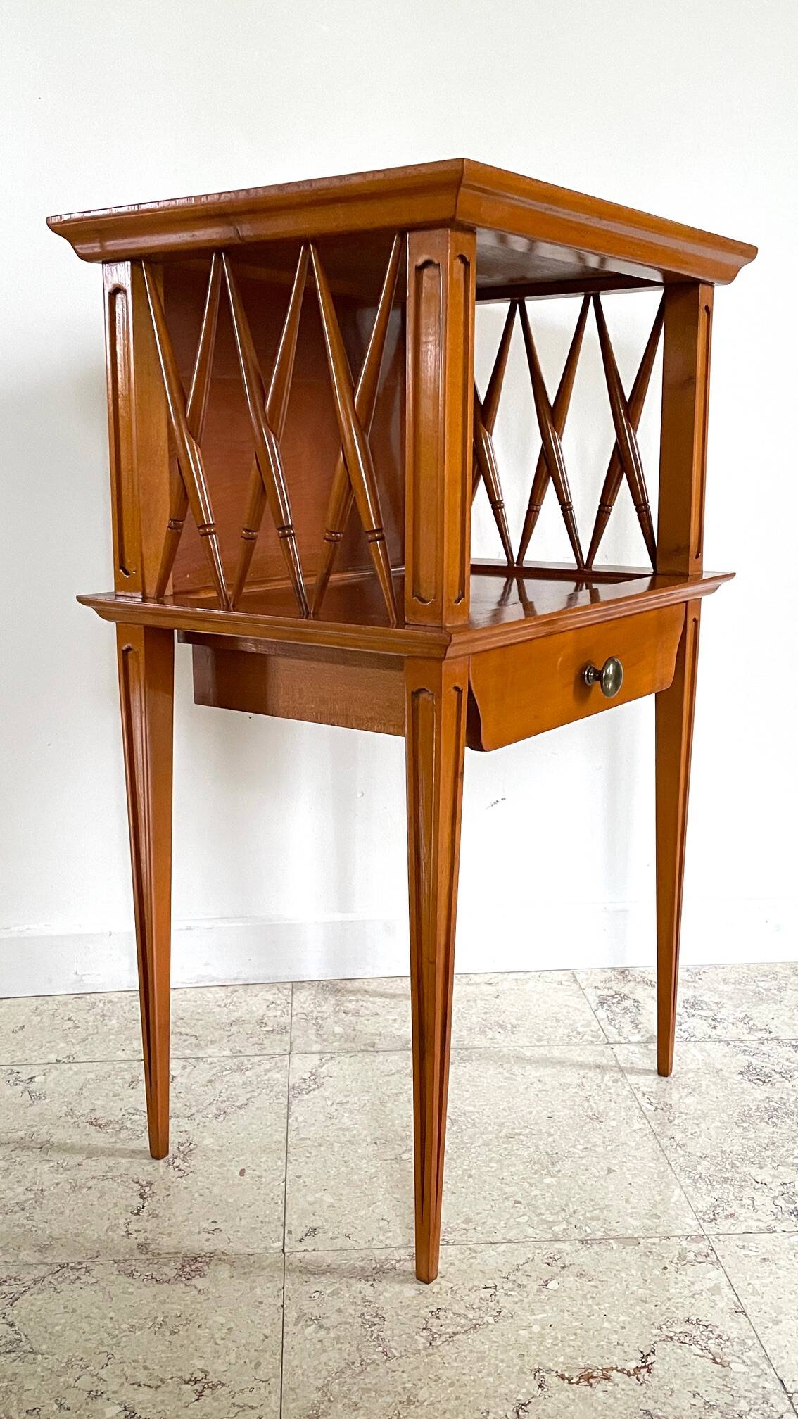 Vintage compass leg bedside table