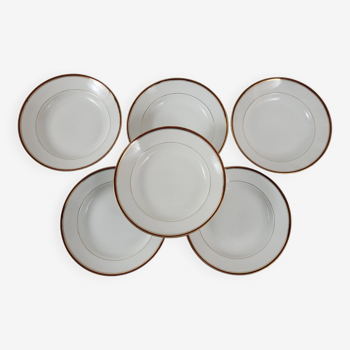 6 white porcelain soup plates
