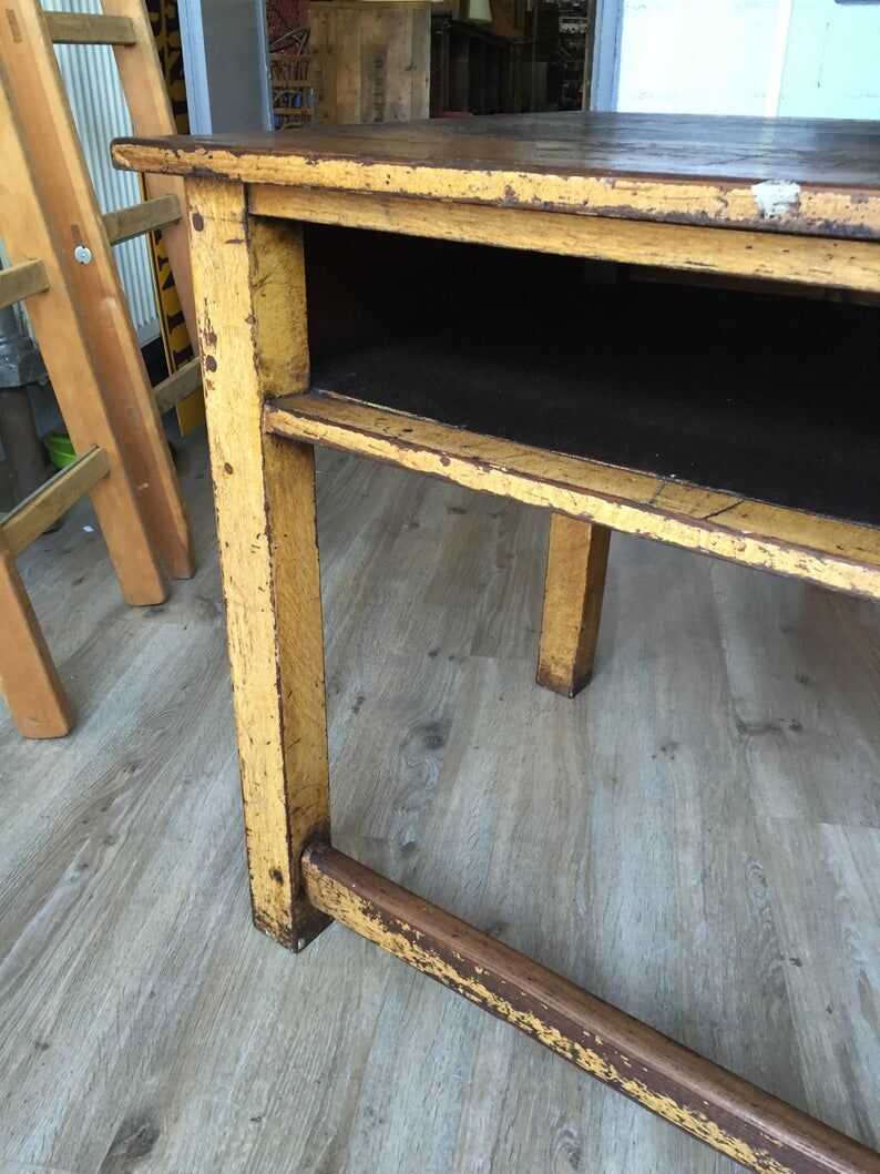 Pupitre d'écolier vintage en bois 1930s