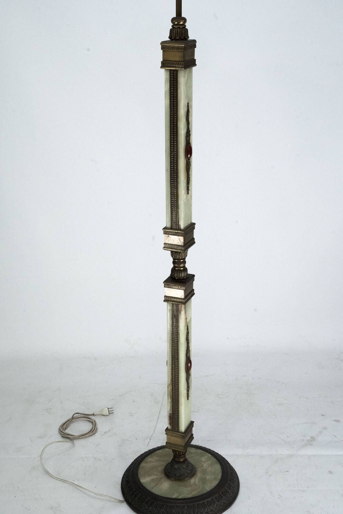 Rare Italian Hollywood Regency Onyx and Bronze Floor Lamp, 1970s