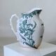 Large jug / carafe from the 19th century, ironstone, bird signed Moulin des Loups.