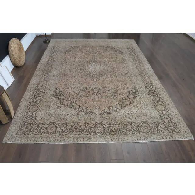 1970s Vintage Persian Handknotted Wool Orange Oversize Area Rug 290x370