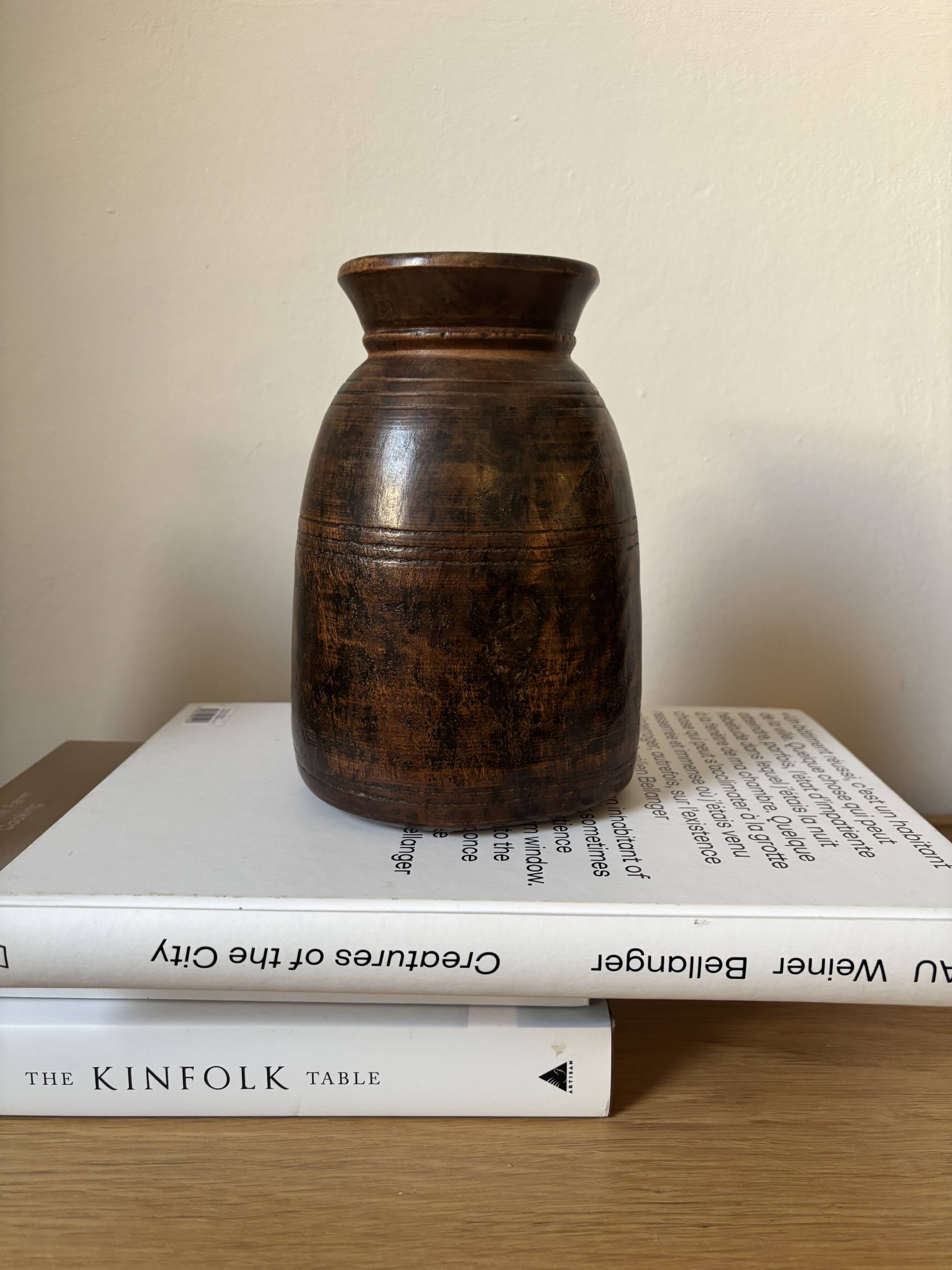 African Vase Solid Wood - Primitive Art - Wabi Sabi Sculpture