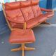 Scandinavian bench in wood and leather by Soda Galvano for Liebe Mobel
