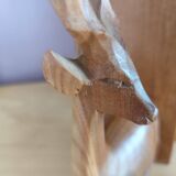 Paire de serre-livres cerfs vintage en chêne massif