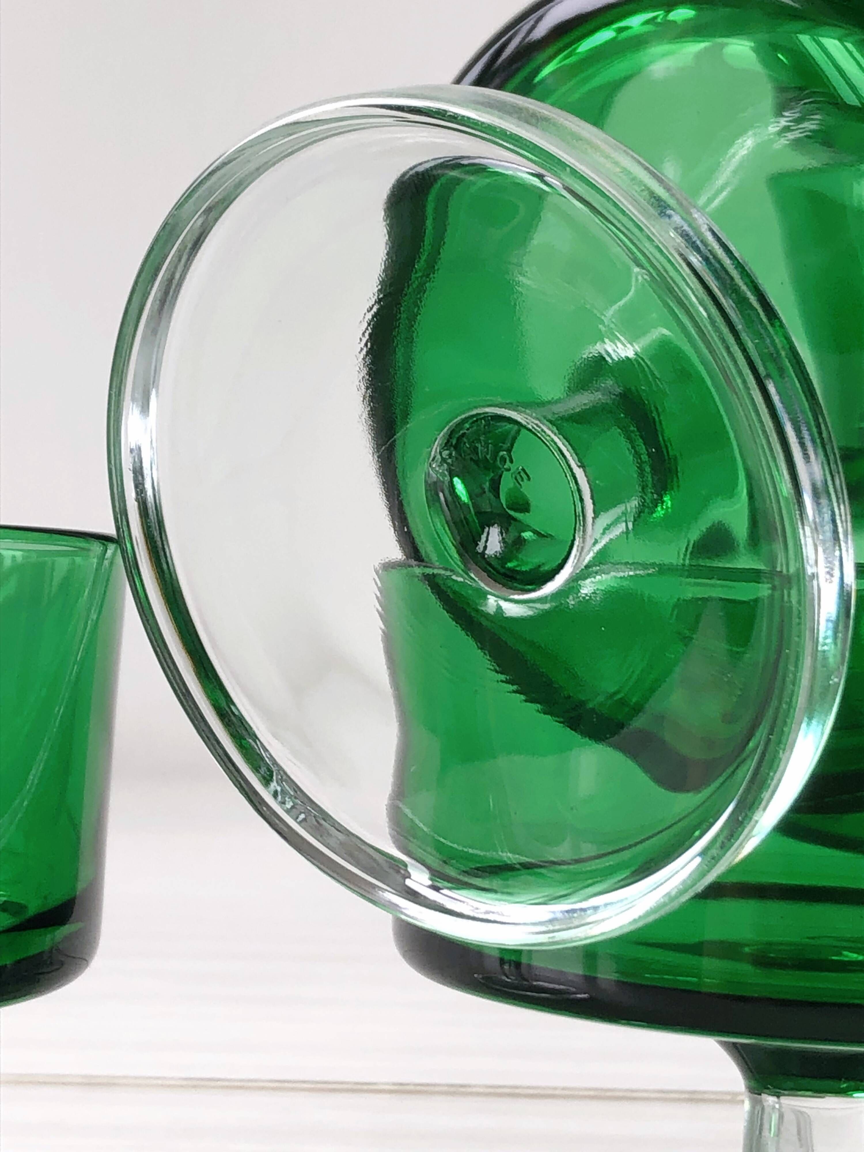 6 translucent green champagne glasses, Cavalier Luminarc dessert glasses