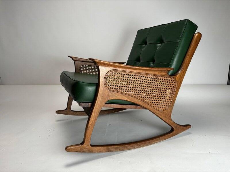 Mid-Century Modern Cane Rocking Chair, 1950s
