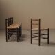Set of four wooden and straw chairs, around 1960.