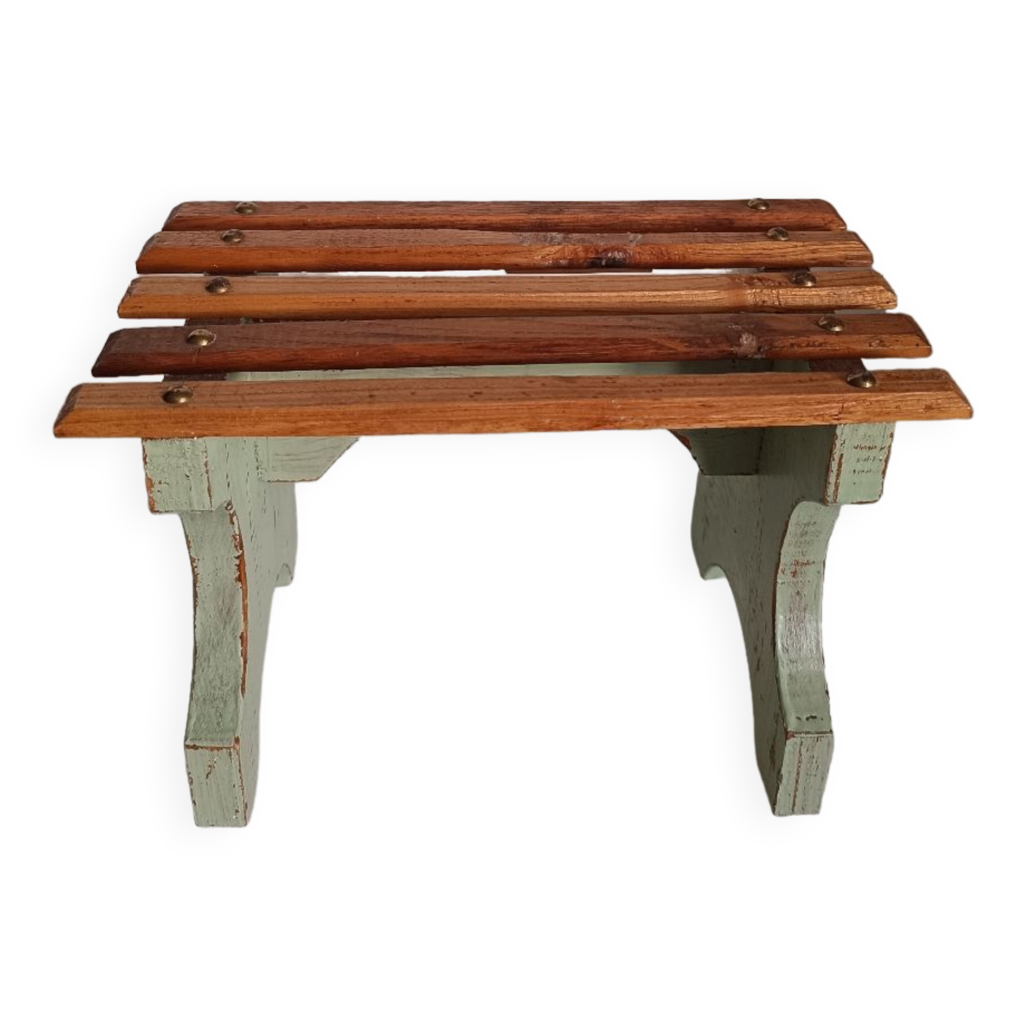Small bench footrest in vintage solid wood