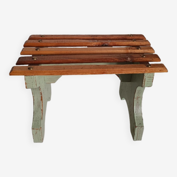 Small bench footrest in vintage solid wood