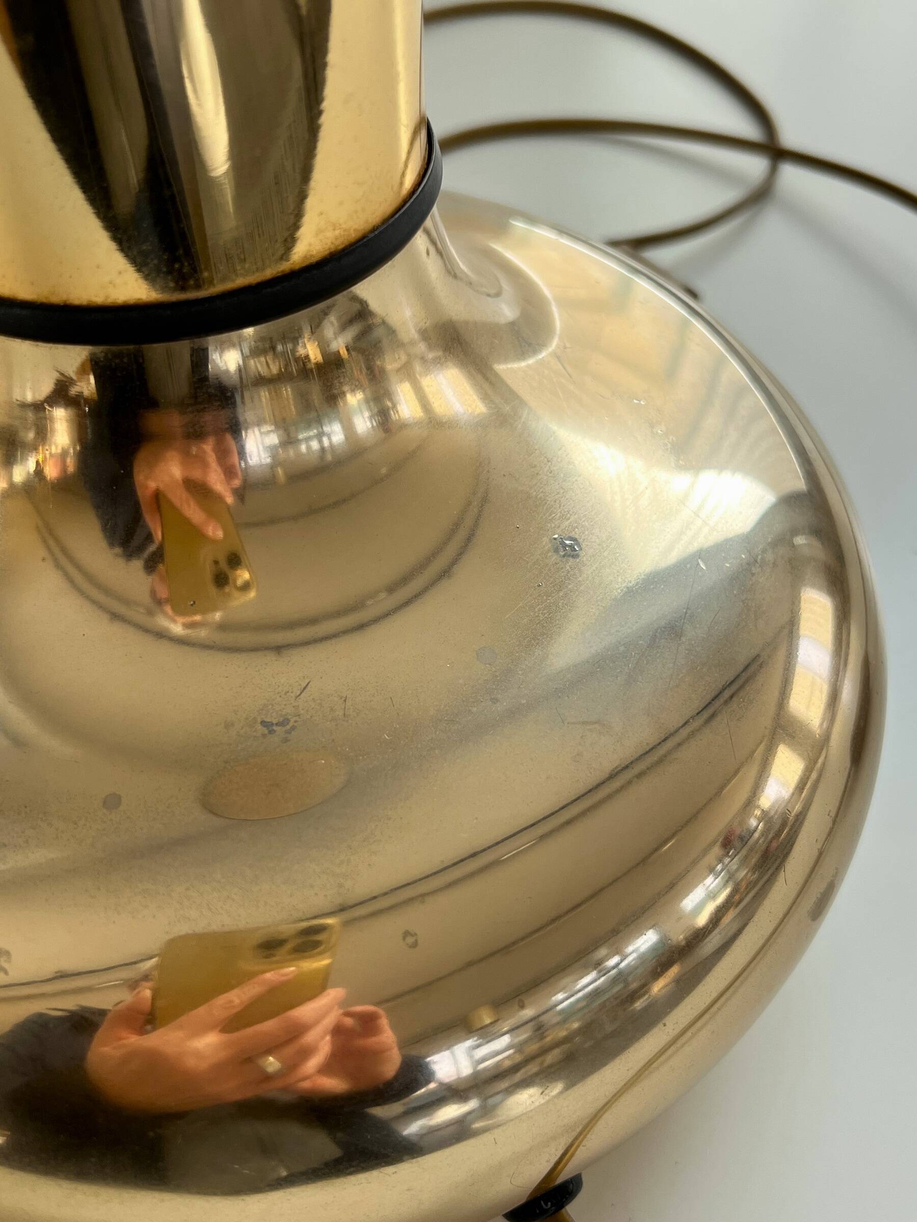 Italian metal table lamp with perspex lampshade, 1970s