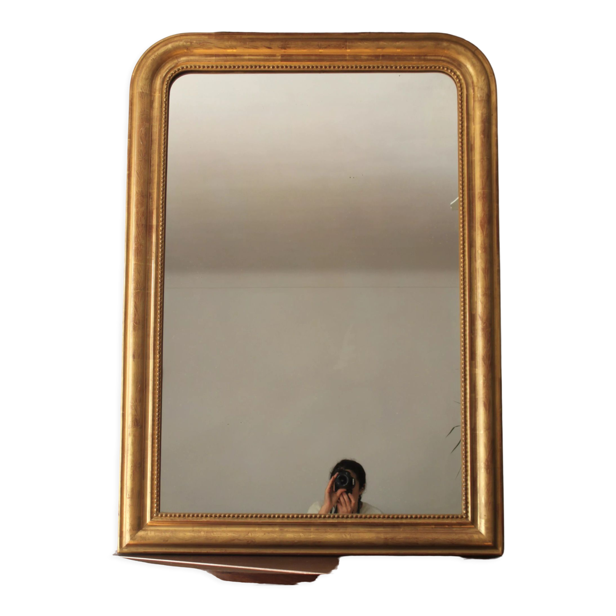 Gilded Louis Philippe mirror old with gold leaf, 126x90 cm
