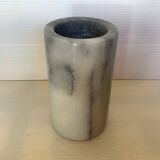 Gray white marble scroll vase