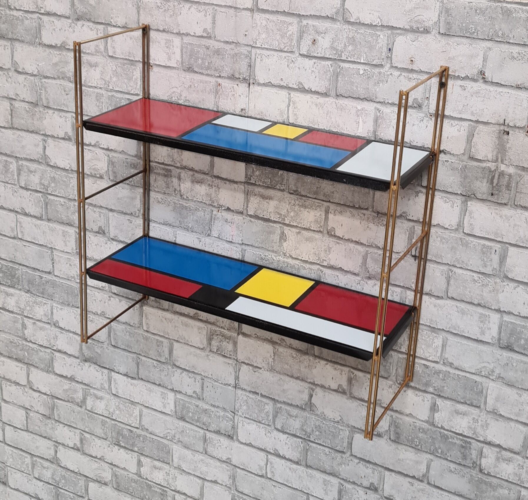 Floor string style piet mondrian gold studs. rare 47x49x16