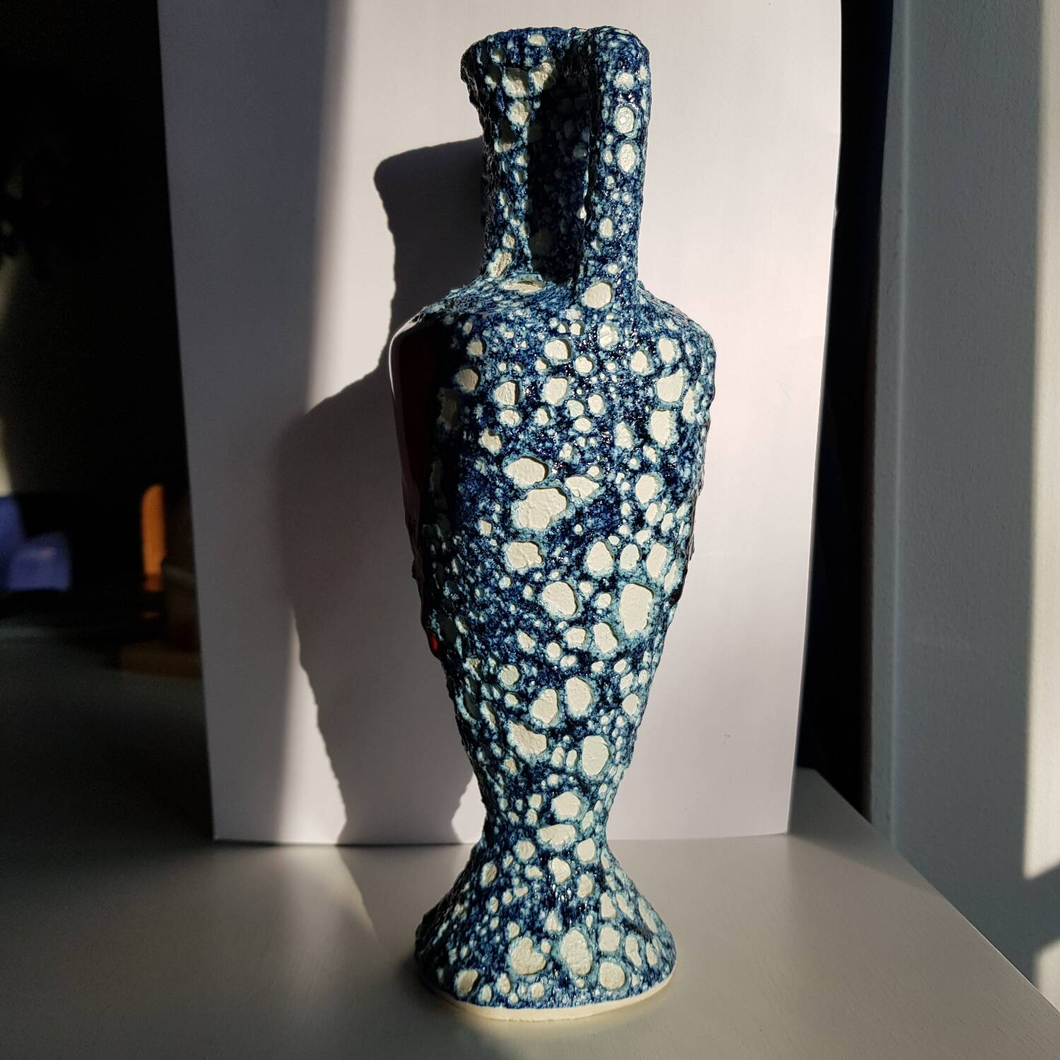 Fat lava blue vase